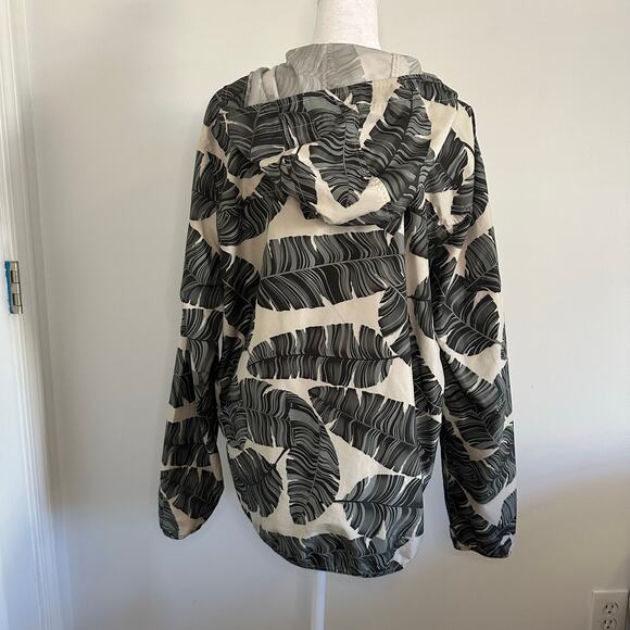 Herschel cream & green leaf print lightweight rain jacket size M - Picture 4 of 11